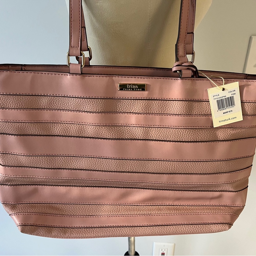 NWT Trina Turk pink striped shoulder bag